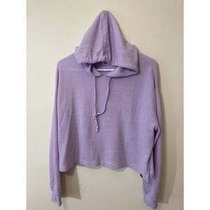 PINK Victoria Secret Lavender Waffle Knit Cropped Hoodie Athleisure M